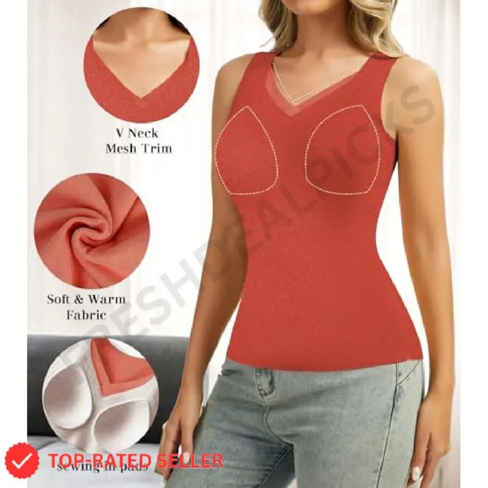 Thermal Fleece Tank Top Sleeveless Base Layer Minimal Chic Winter Warm